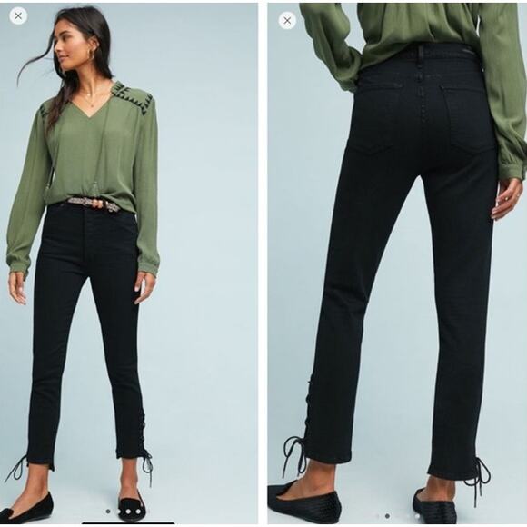 Citizens of Humanity Olivia High Rise Slim Ankle Lace Up Jeans US 28 Black Denim - Picture 3 of 16